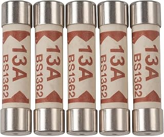 5 x 13A Plug Top Fuses BS1362 | 13 Amp Household Ceramic Cartridge Tube Fuse 240V/250V 6.3x25mm for UK Mains Electrical Appliances