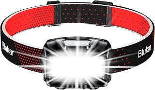 Blukar Rechargeable Headlamp, 2000L Super Bright IPX5 Waterproof | Lightweight Powerful LED Head Torch with Red Indicator, 8 Lighting Modes, Motion Sensor, 30H Battery Life for Running