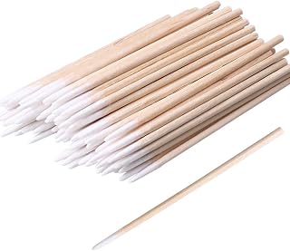 RIKWOG 200pcs Pointed Cotton Swabs, 4 inch Precision Microblading Cotton Swab Cotton Sticks Applicator for Eyebrow Tattoo Beauty Make-up Nail Clean, Wood Handle Pointed Tip Head