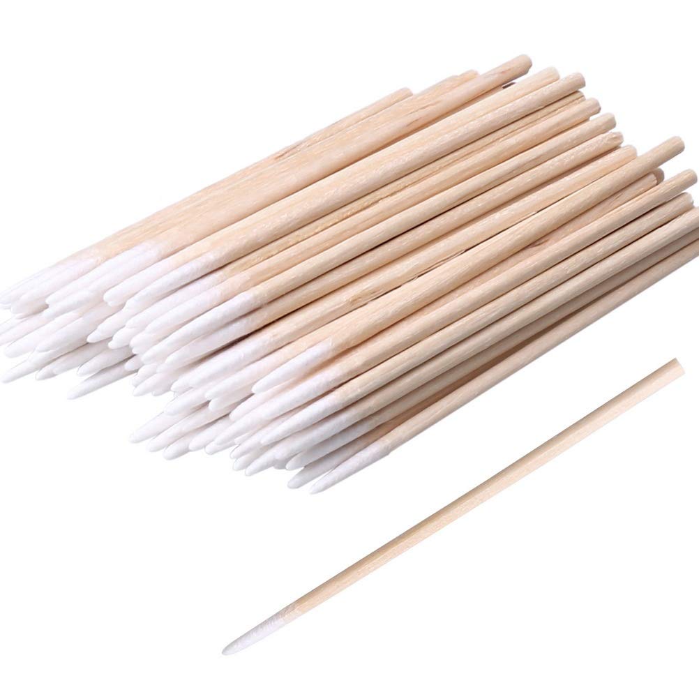 RIKWOG 200pcs Pointed Cotton Swabs, 4 inch Precision Microblading Cotton Swab Co