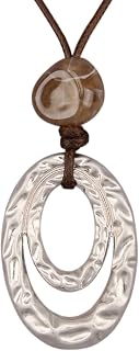 Long Necklaces for Women Boho Wooded Pendant Vintage Necklace Sweater Chain Necklace Handmade Jewelry