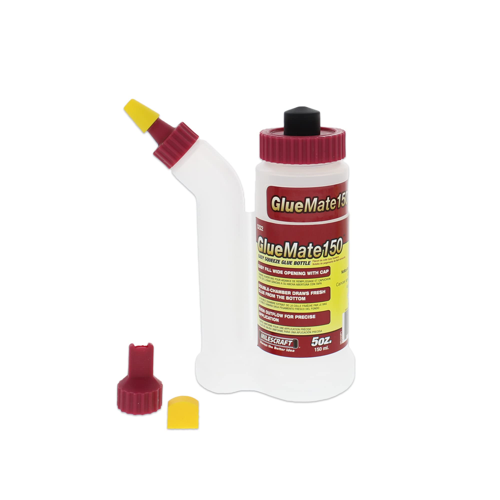 Milescraft 5222 Glue Mate 150-5oz. (150ml) Precision Wood Glue Bottle - Anti-Dri