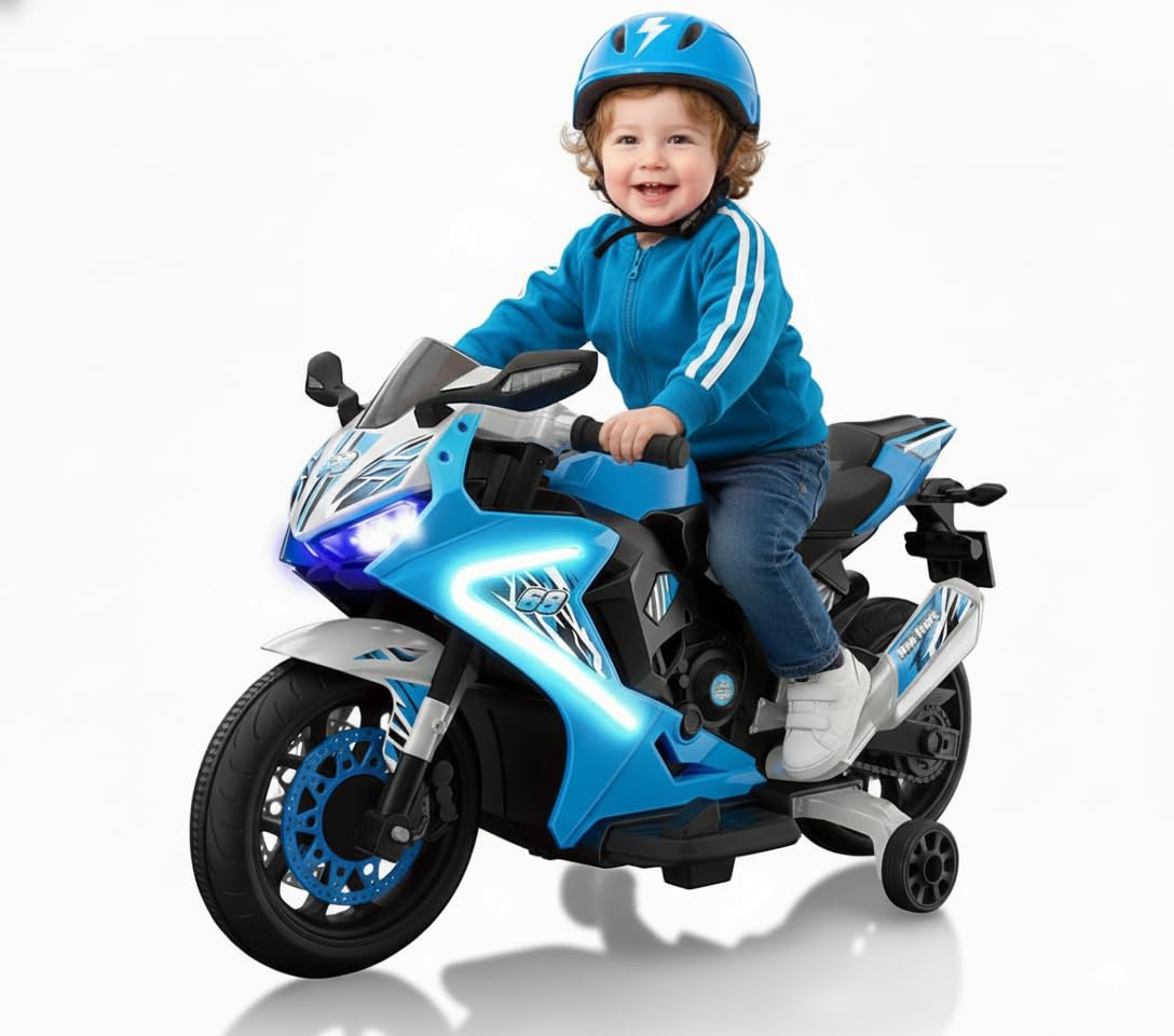 Kid Trax 6V Glow Electric Toddler Kids Motorcycle - Toddler Bike, Indoor/Outdoor