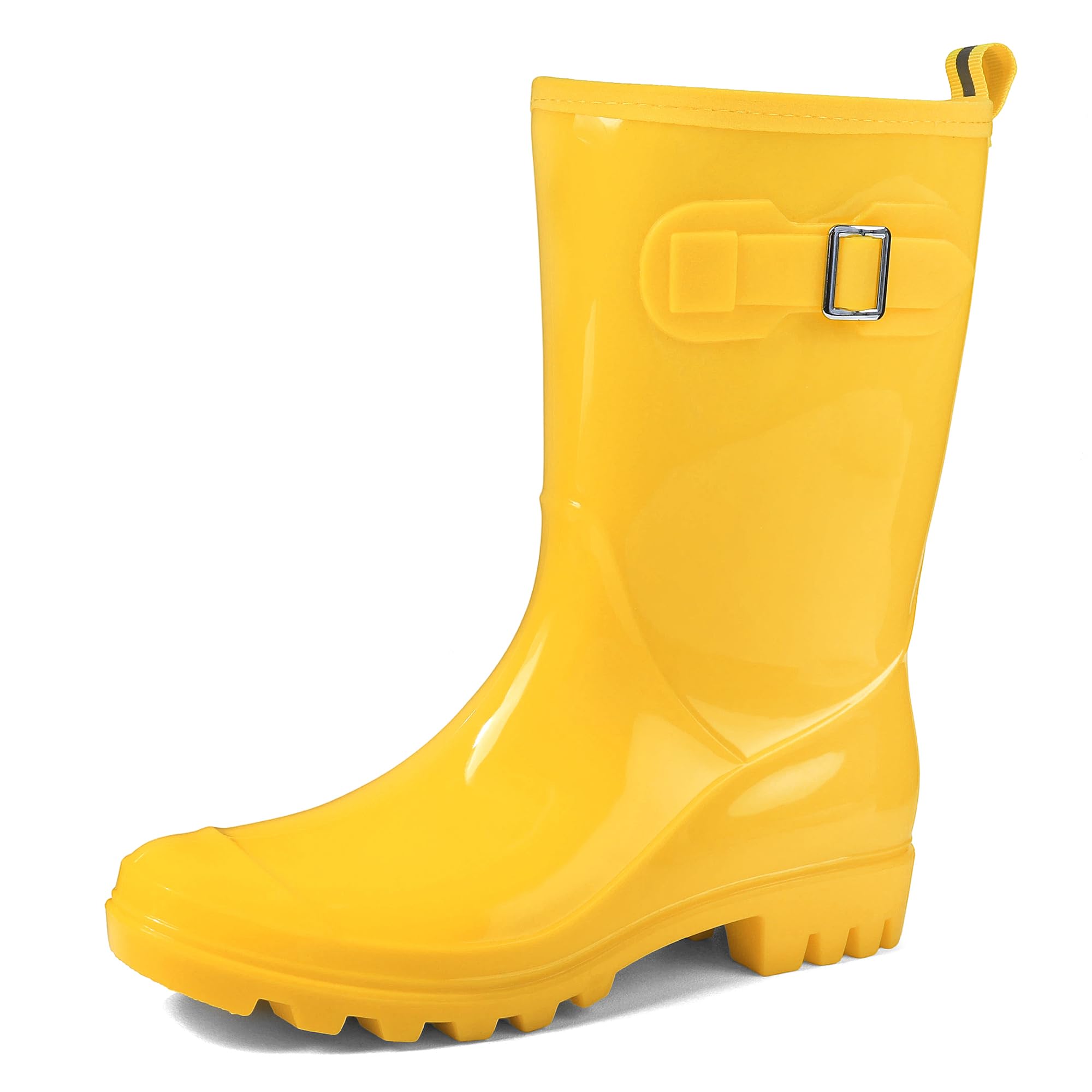 DKSUKO Women's Waterproof Rain Boots Mid Calf Rubber Garden Shoes