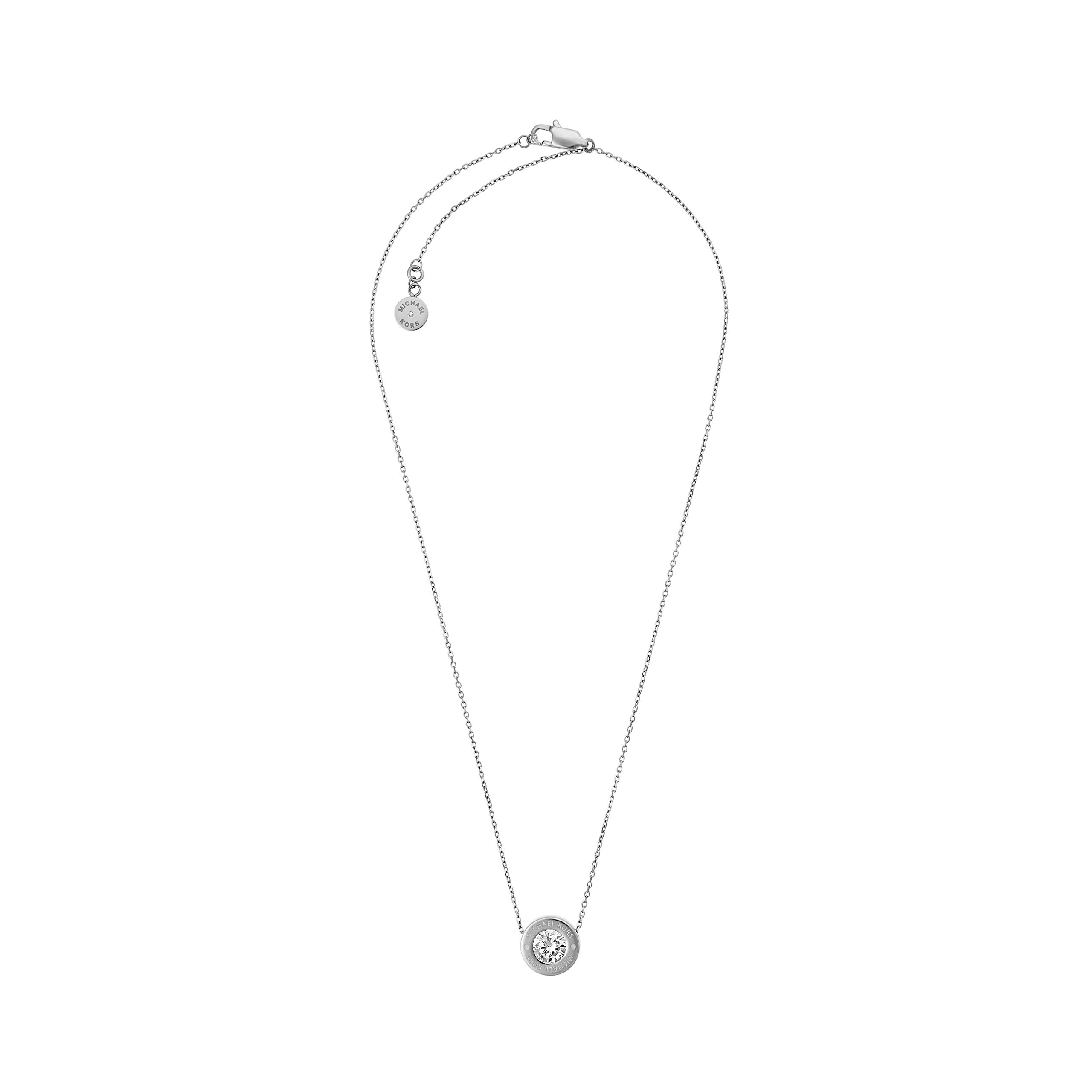Michael Kors Stainless Steel and Pavé Crystal Heart Pendant Necklace for Women, 