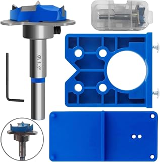 XWHLXY 35mm Hinge Jig Drill Bits Sets w/Guide Plate & Forstner Bit | Hinge Hole Saw Cutter Concealed Hinge Jig,Cabinetry Door Installation Tool,Professional Drilling Template for Kitchen Cabinet