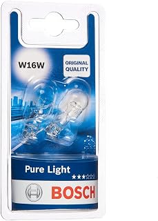 Bosch W16W (955) Pure Light Halogen Headlight Bulbs, 12 V 16 W | Original Quality - Socket Type W2,1x9,5d - Pack of 2 Replacement Car Light Bulbs