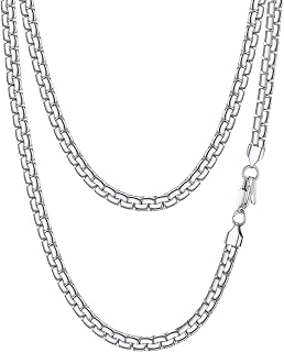 PROSTEEL Flat Venetian Chain Stainless Steel 2/4/6/8 mm Width Men's Necklace Chains Flat Venetian Links Silver/Gold/Black Jewellery Men Women 41 cm-76 cm