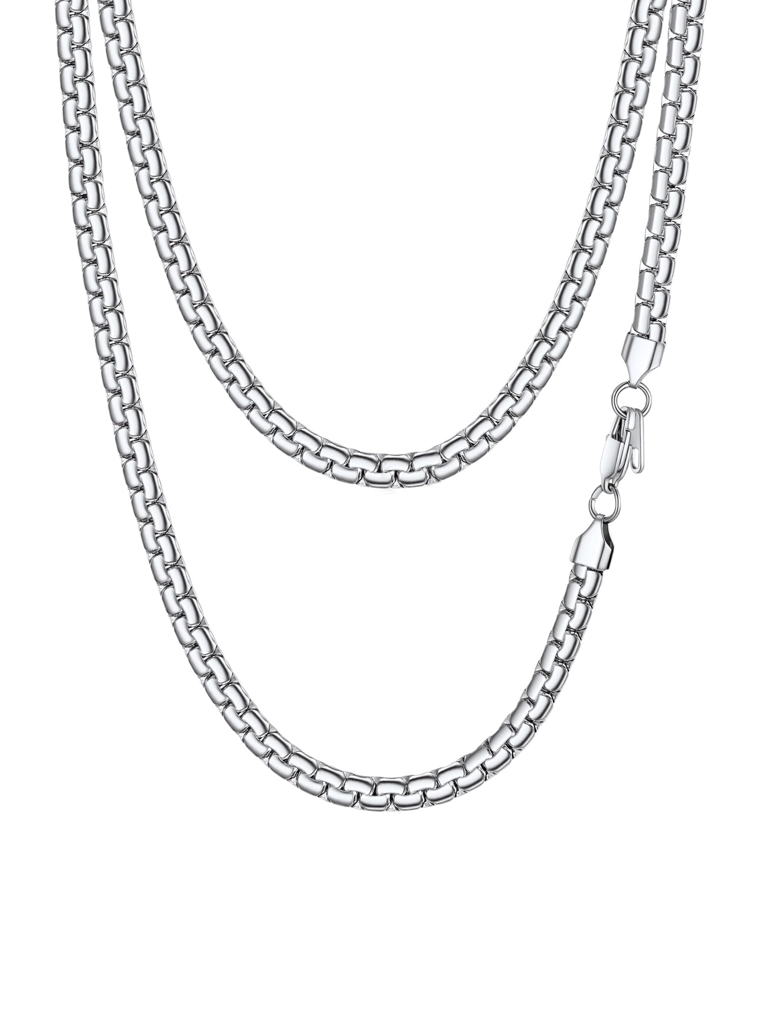 PROSTEEL Flat Venetian Chain Stainless Steel 2/4/6/8 mm Width Men's Necklace Cha