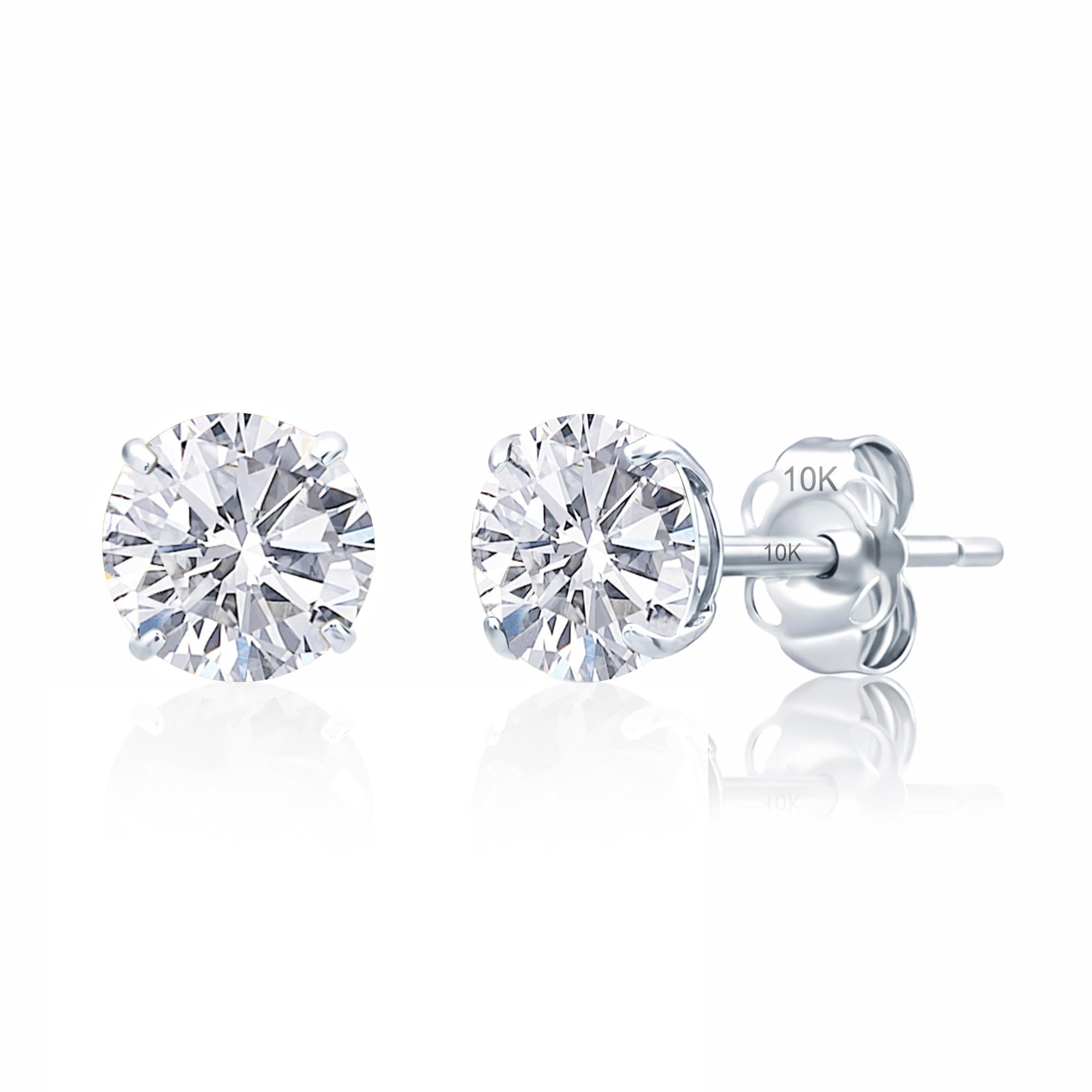 14k Gold 6MM Round Stud Gemstone Earrings | Hypoallergenic Solitaire Gemstone St