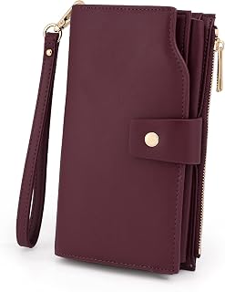UTO Wallets for Women Wristlet RFID Large Capacity PU Leather Clutch