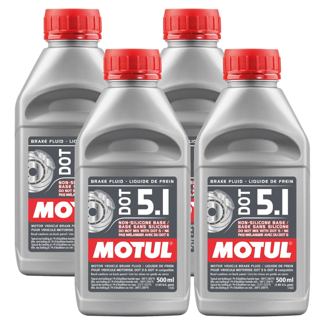 Motul (4 Pack) 100950 100% Synthetic Brake Dot 5.1 Brake Fluid 1/2 Liter or 500 
