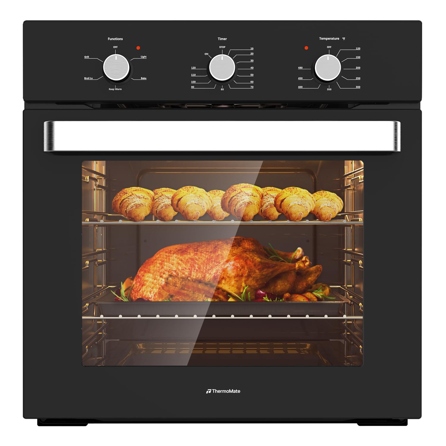 ThermoMate 24" Built-in Electric Wall Oven, ETL Certified, 2.8 Cu. Ft. Electric 