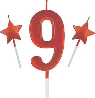 2.75in Red Number 9 Birthday Candles,Happy Birthday Cake Cupcake Toppers Decoration and Celebrating for Adults/Kids Party Baking (2.75in Red Number 9)