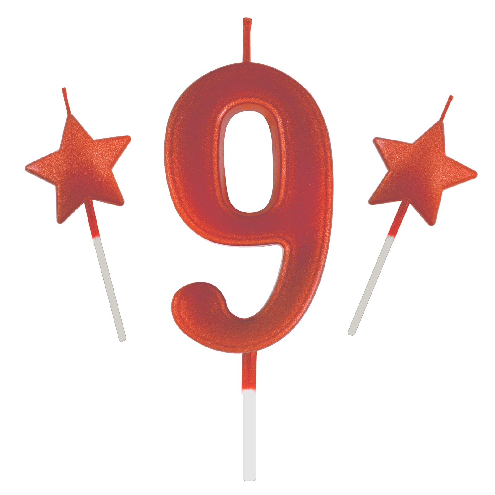 2.75in Red Number 9 Birthday Candles,Happy Birthday Cake Cupcake Toppers Decorat