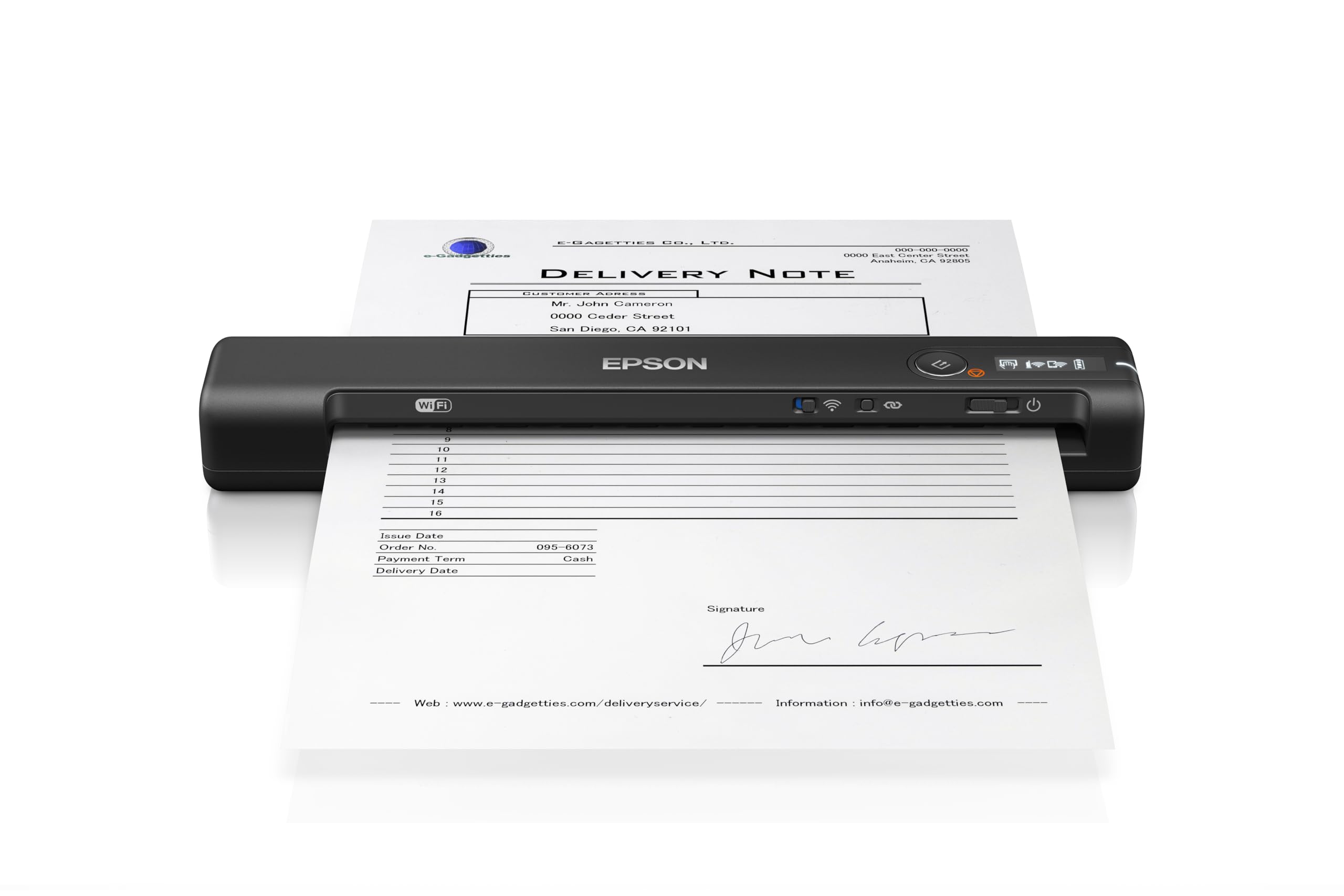 Epson Workforce ES-60W Wireless Ultra Portable A4 Document Scanner with Li-ion b