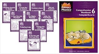 Primary Phonics Skills Set 6: Soft C And G, Dge, Ph, Igh, Old, Ie, Au, Ew, Plural Ies, Oy/Oi (2 Books) Primary Phonics 6 Set Of 10 Storybooks, Primary Phonics Comprehension Workbook 6
