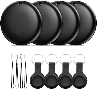 Smart Air Tracker Tags 4 Pack, Smart Wireless Tracker Compatible with Apple Find My (iOS Only), IP67 Waterproof Item Finder with Replaceable Battery for Keys, Luggage, Bags, Suitcases