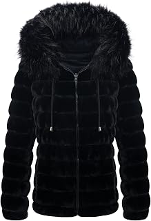 BELLIVERA Women's Reversible Faux Fur Winter Down Jacket with Hood and Fur Collar