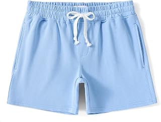 NIMENJOJA 5.5" Men's Sweat Shorts Cotton Gym Shorts with Zipper Pockets