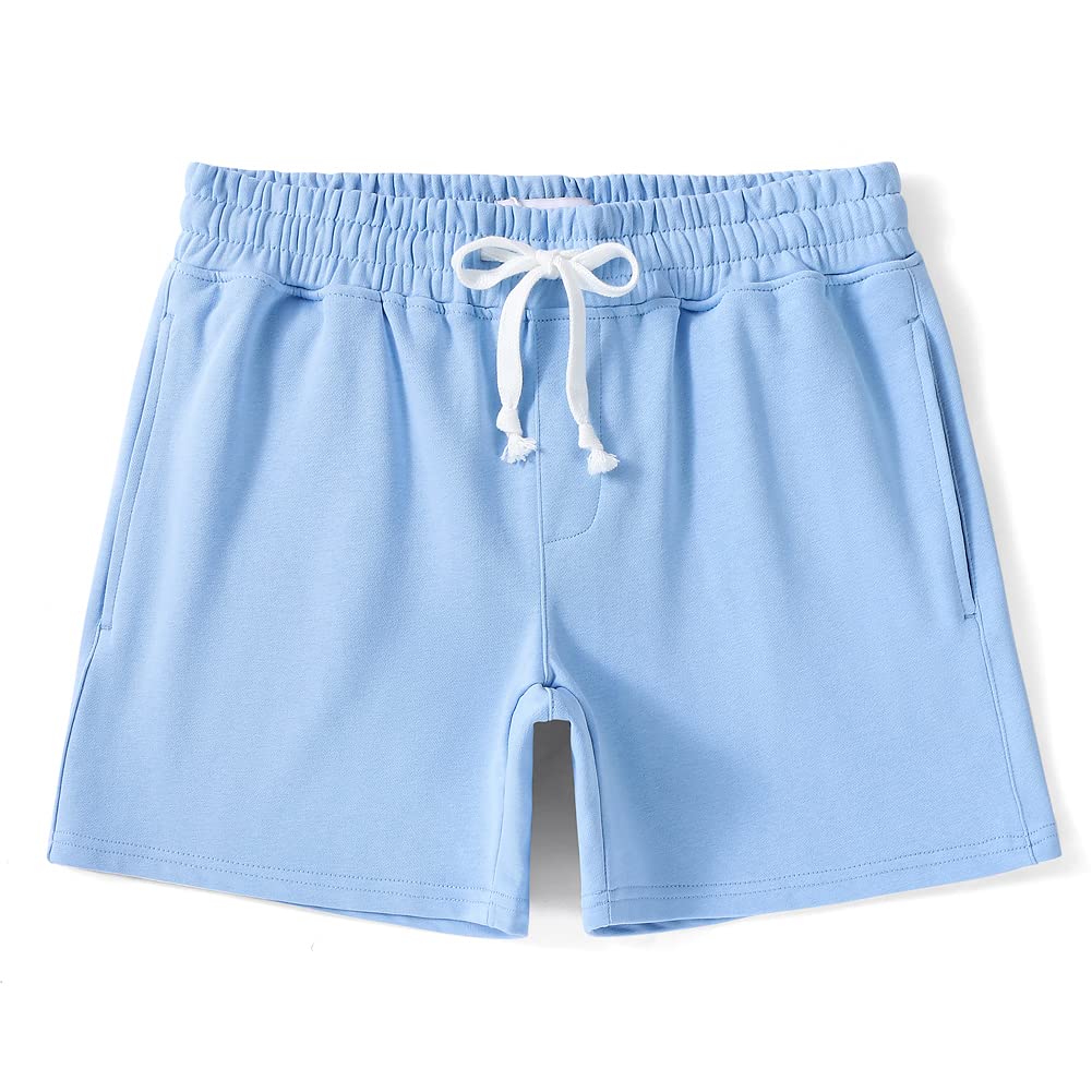 NIMENJOJA 5.5" Men's Sweat Shorts Cotton Gym Shorts with Zipper Pockets