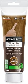 Ready to Use Coloured Wood Filler - Aguaplast Woodlite Fiber-Reinforced - Filler for Holes and Cracks on Furniture, Fixtures and Parquet - Paintable Bottomless Dark Walnut Colour 125ml Tube