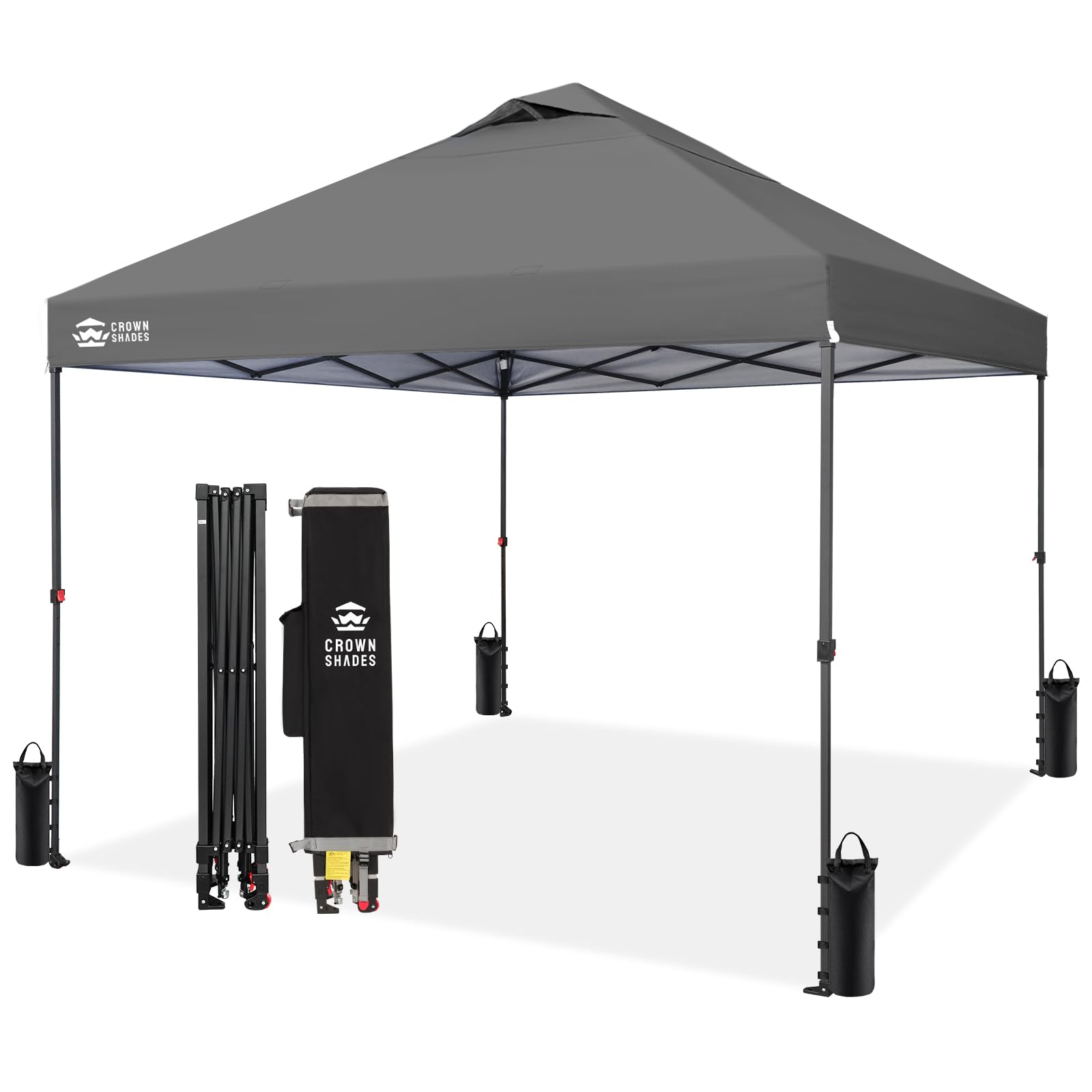 CROWN SHADES 10x10 Pop Up Canopy Tent, Outdoor Canopy, Grey | Patented CENTERLOK