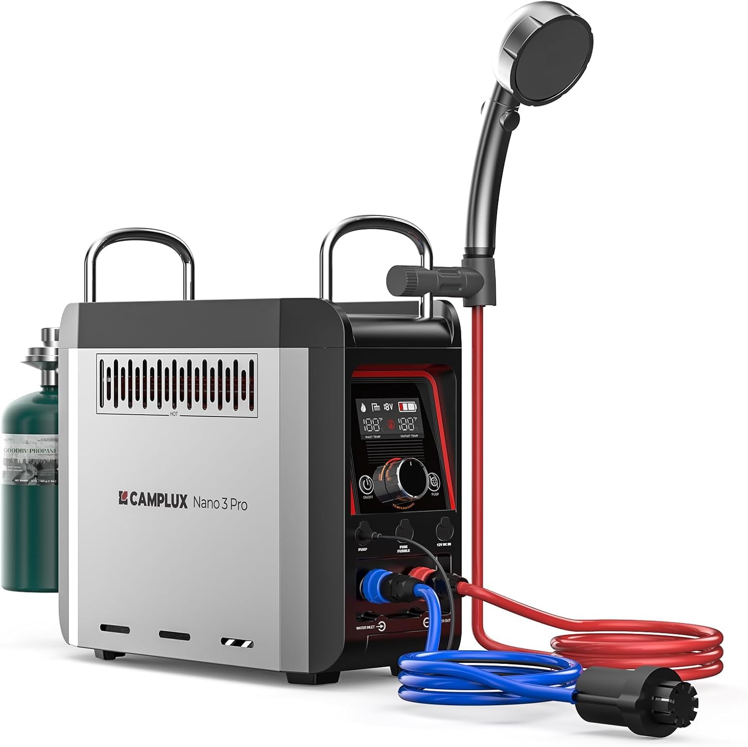 CAMPLUX Nano 3 Pro, Battery Powered Portable Water Heater, 1 lb On-Demand Propan