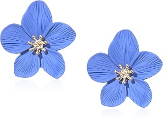 Boho Flower Handmade Chunky Floral Statement Drop Earrings for Women Summer Beach Jewelry
