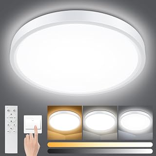 Smanu Dimmable LED Ceiling Light Panel with Remote Control,18W 1500LM,3000K-6000K,Night Light Function,IP54 Waterproof Round LED Flush Mount Ceiling Light for Bedroom,Bathroom,Kitchen,Hallway,Ø22CM