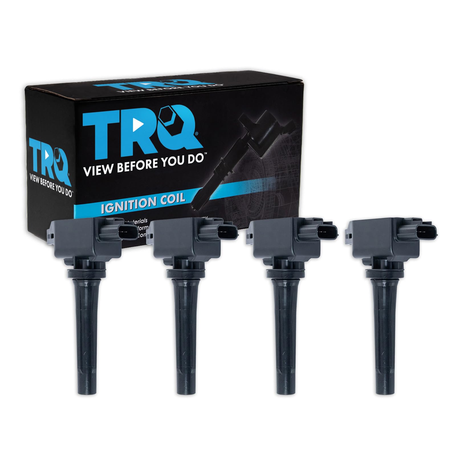 TRQ Ignition Coil Set 4 Piece US Built Models 1st VIN Digit Blade Terminals | Fo