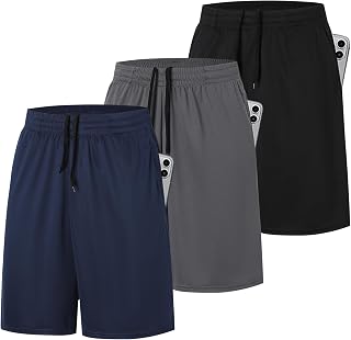 ZENGVEE 1/3 Pack Mens Sport Shorts Lightweight Inseam 7 with Two Pockets | Design Elastic Waistband with Drawstring, Quick Dry,Breathable,for Workout Sport Training Tennis Basketball Shorts Size S-2XL