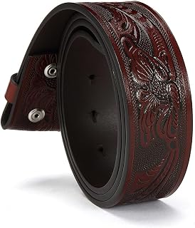 Western Belt for Men without Buckle - Cowboy Belt 1.5" Full Grain Leather Belt for Jeans