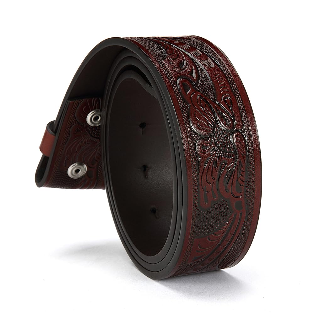 Western Belt for Men without Buckle - Cowboy Belt 1.5" Full Grain Leather Belt f