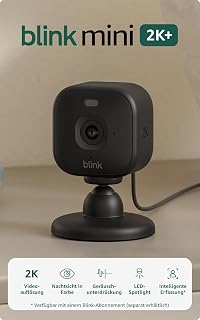 Blink Mini 2K+ (newest gen), Plug-in Home Security Camera with 2K video resolution, 4x Zoom, colour night vision with built-in spotlight, 1 camera – White