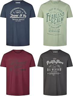 riverso RivLeon Men's Cotton Regular Fit T-Shirt, Set of 4, Crew Neck