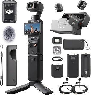 DJI Osmo Pocket 3 Creator Combo 4K 120fps Handheld 3-Axis Gimbal Bundle Mic Mini (2 TX + 1 RX + Charging Case) + 2X Deco Essentials 3.5mm Computer Clip-On Mini Lapel Microphone