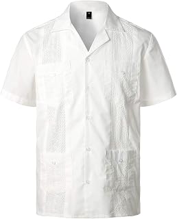 VATPAVE Mens Short Sleeve Button Down Cuban Guayabera Shirts