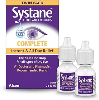 Systane Complete Lubricant Eye Drops for dry eyes, All-In-One Drops, Multi-Symptom Relief, Dry Eye Relief from Extended Screen Time - 2 x 10mL