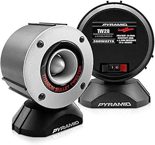 Pyramid 300 Watt Marine Tweeter Speaker - 3.75” Aluminum Bullet Horn w/ 1” Titanium Dome Tweeter, 2k-25kHz Frequency Response, 4 Ohm Impedance, Heavy Duty 20 Oz. Magnet Structure -TW28 (Pair)