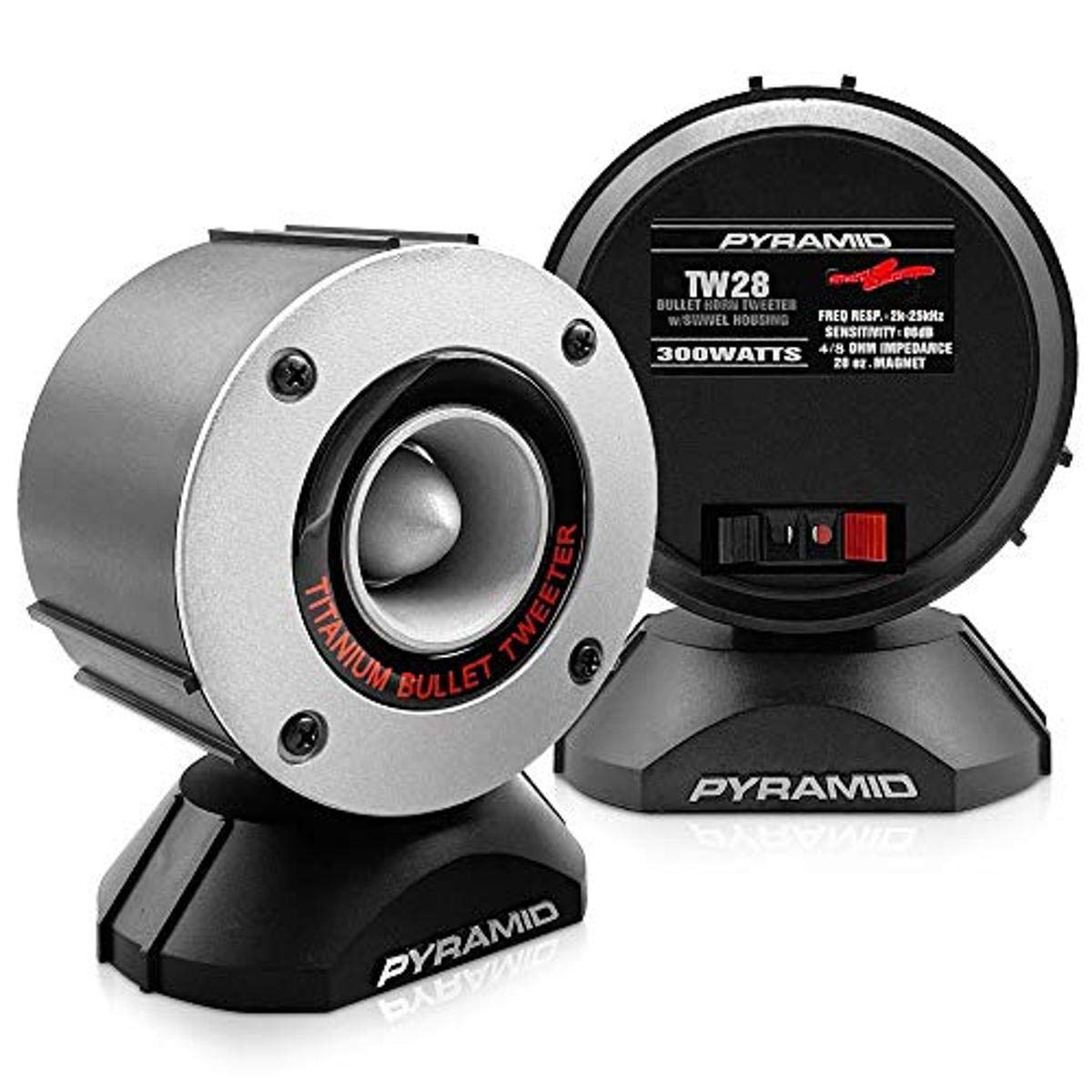 Pyramid 300 Watt Marine Tweeter Speaker - 3.75” Aluminum Bullet Horn w/ 1” Titan