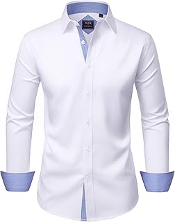 Mens Dress Shirt Long Sleeve Wrinkle Free Button Down Shirt Business Casual
