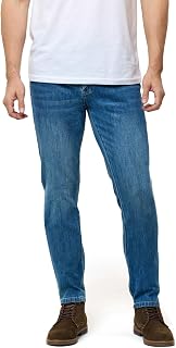 INTO THE AM Medium Indigo Mens Jeans - Legacy Stretch Denim Slim Fit Tapered Leg Ultra-Soft Comfort Wash Pants