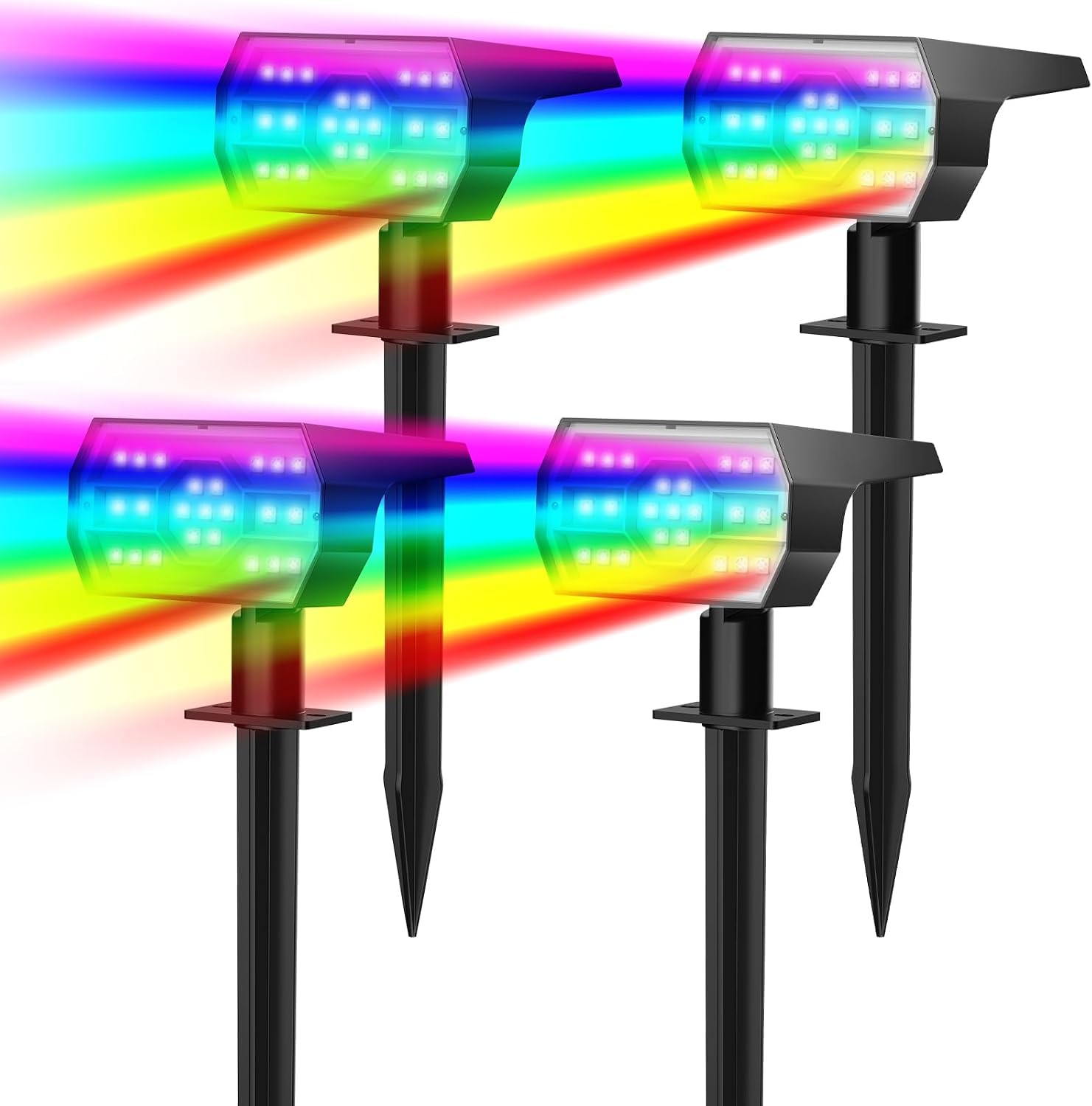 NYMPHY Solar Color Changing Lights - 4 Pack (Multicolor) | 23 LED 7 Color Changi