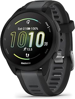Garmin Forerunner® 165, Running Smartwatch, 43mm, Black | Essential Training & Recovery Features, Built-In GPS for Distance, Pace & Speed, Garmin Coach, Daily Suggested Workouts