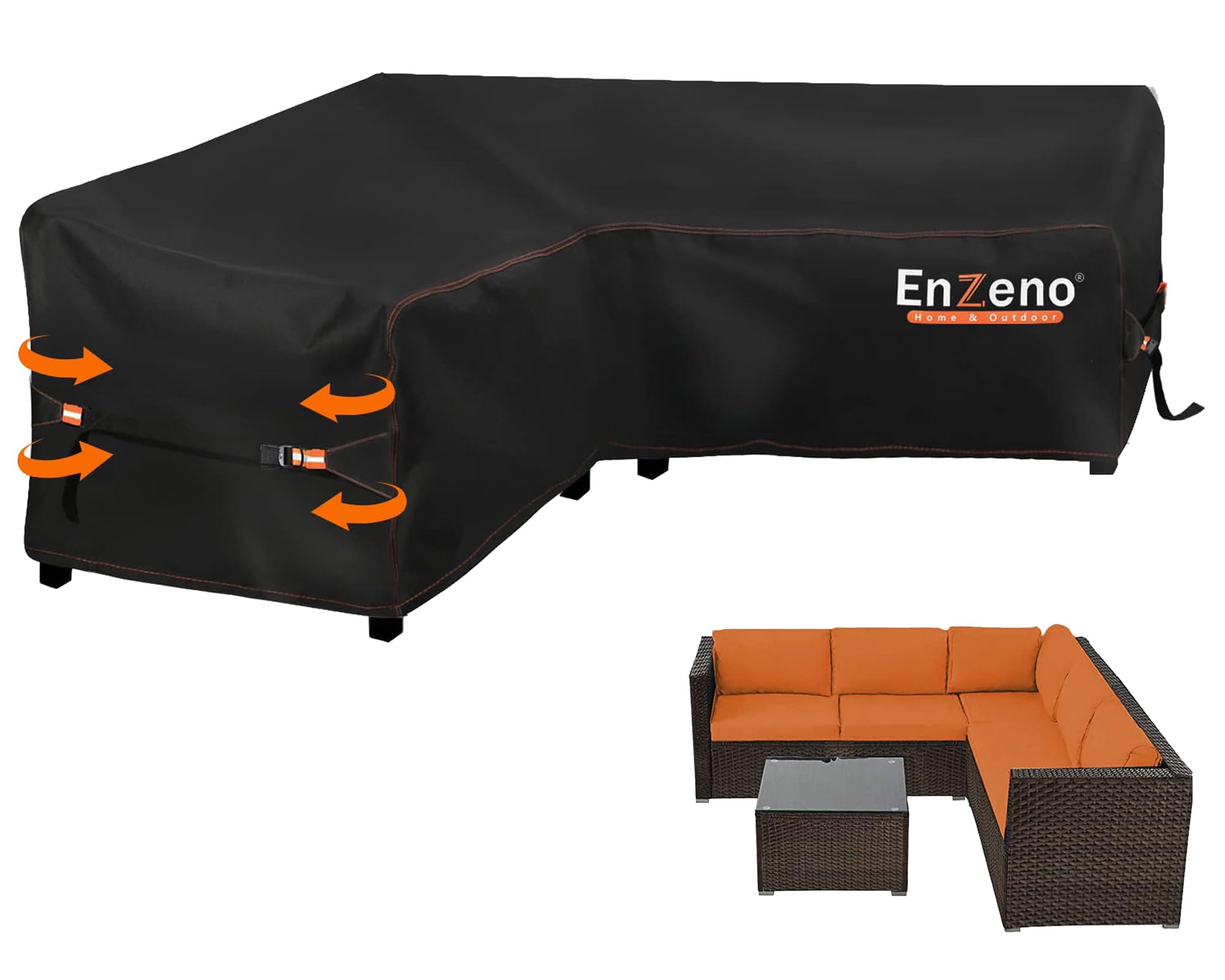 Enzeno Garden L Shaped Furniture Corner Sofa Cover Outdoor Waterproof | 420D Oxf