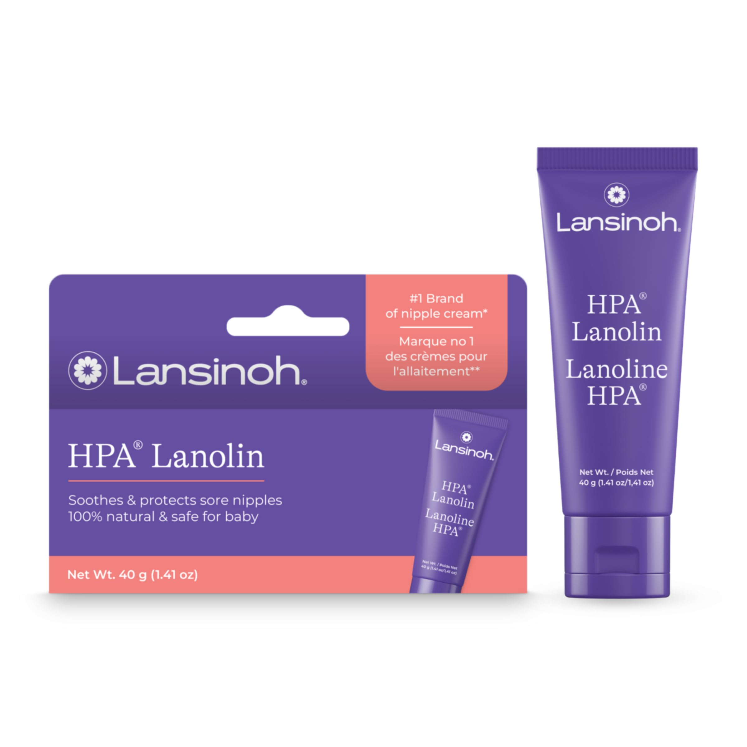 Lansinoh Lanolin Nipple Cream, 40 grams | 100% Natural Nipple Butter for Sore, D