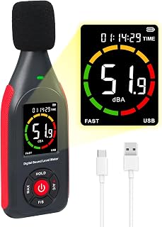 Decibel Meter Data Logger, Digital Sound Level Meter with Recording, dB Meter 30~130dB, 31,000 Data, 3Color Light Alarm, USB Rechargeable SPL Meter for Home, Classroom, Office, Neighbor, Industrial