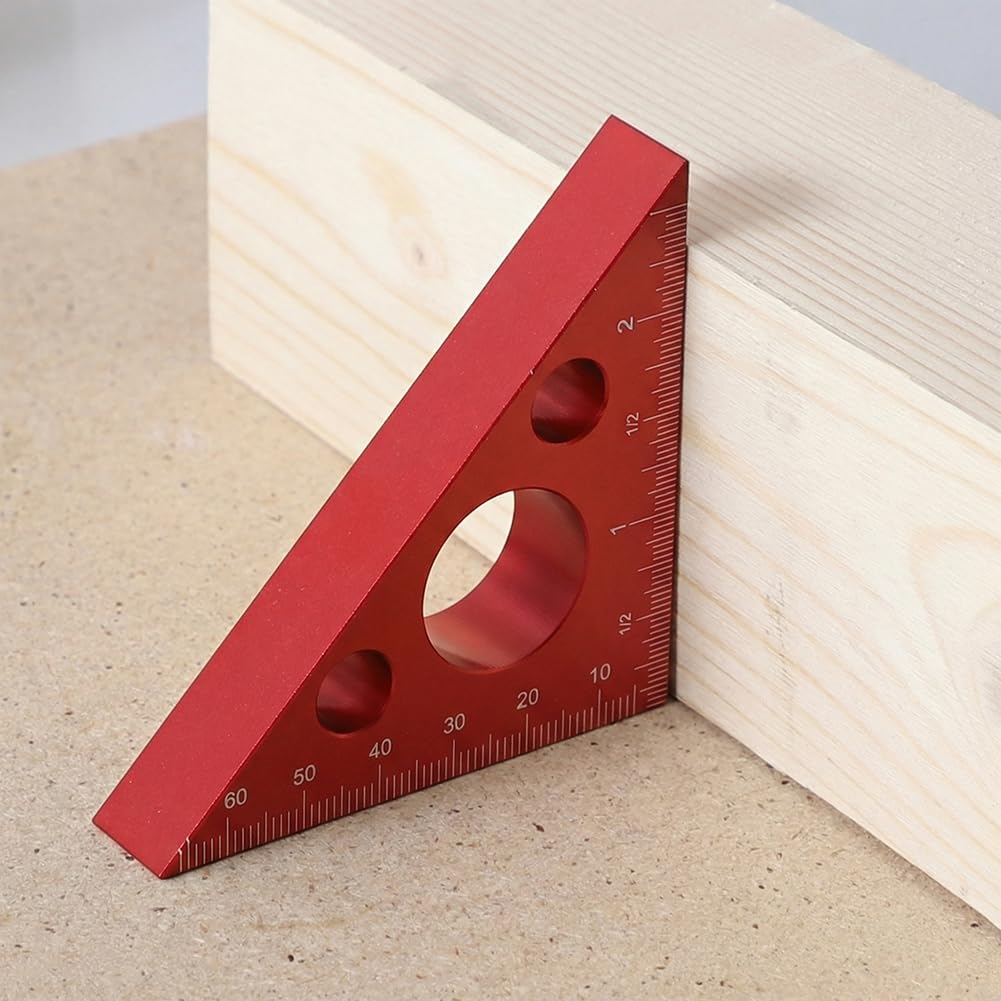 Aluminum 45/90 Degree Layout Thickened Triangle Ruler, Imperial and Metric Scale