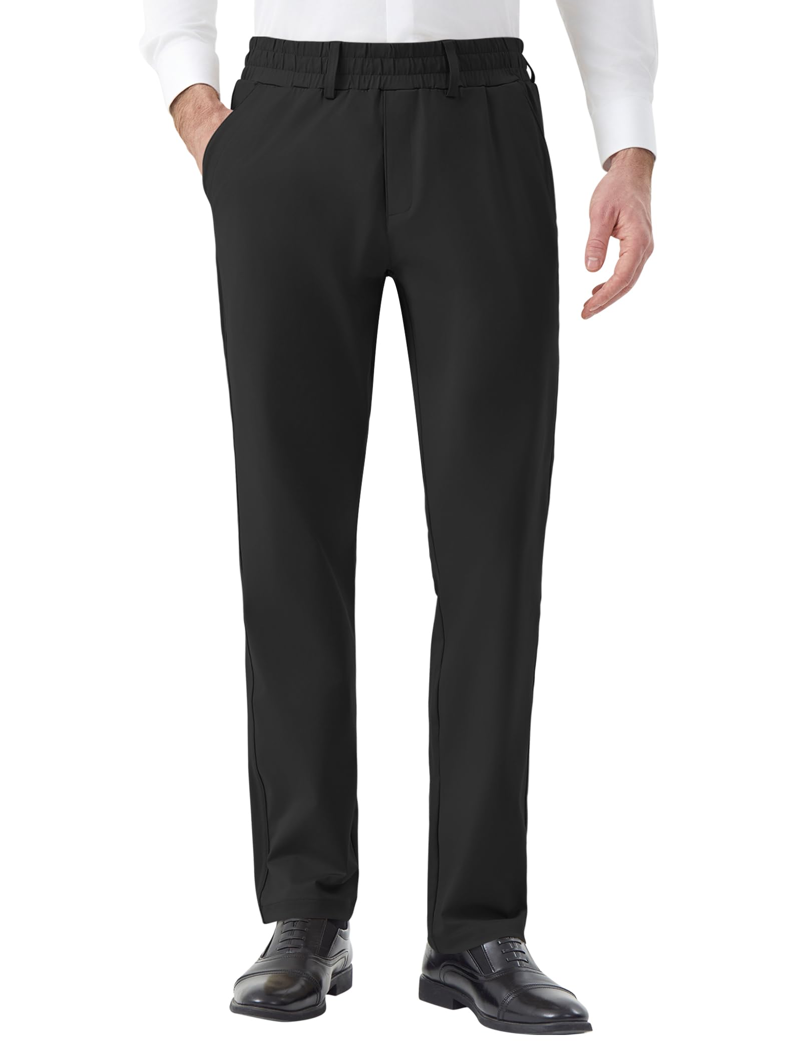 Mens Elastic Waist Pants for Senior Magnetic Closure Casual Dress Pants